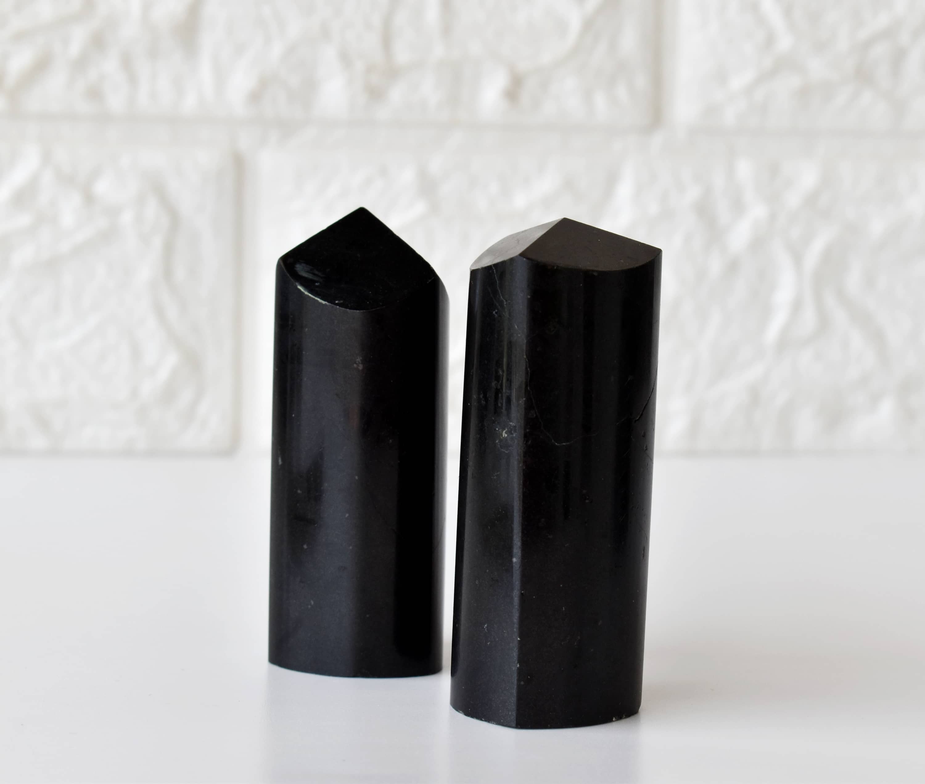 Polished Black Tourmaline Points, Pointed Black Tourmaline Crystal