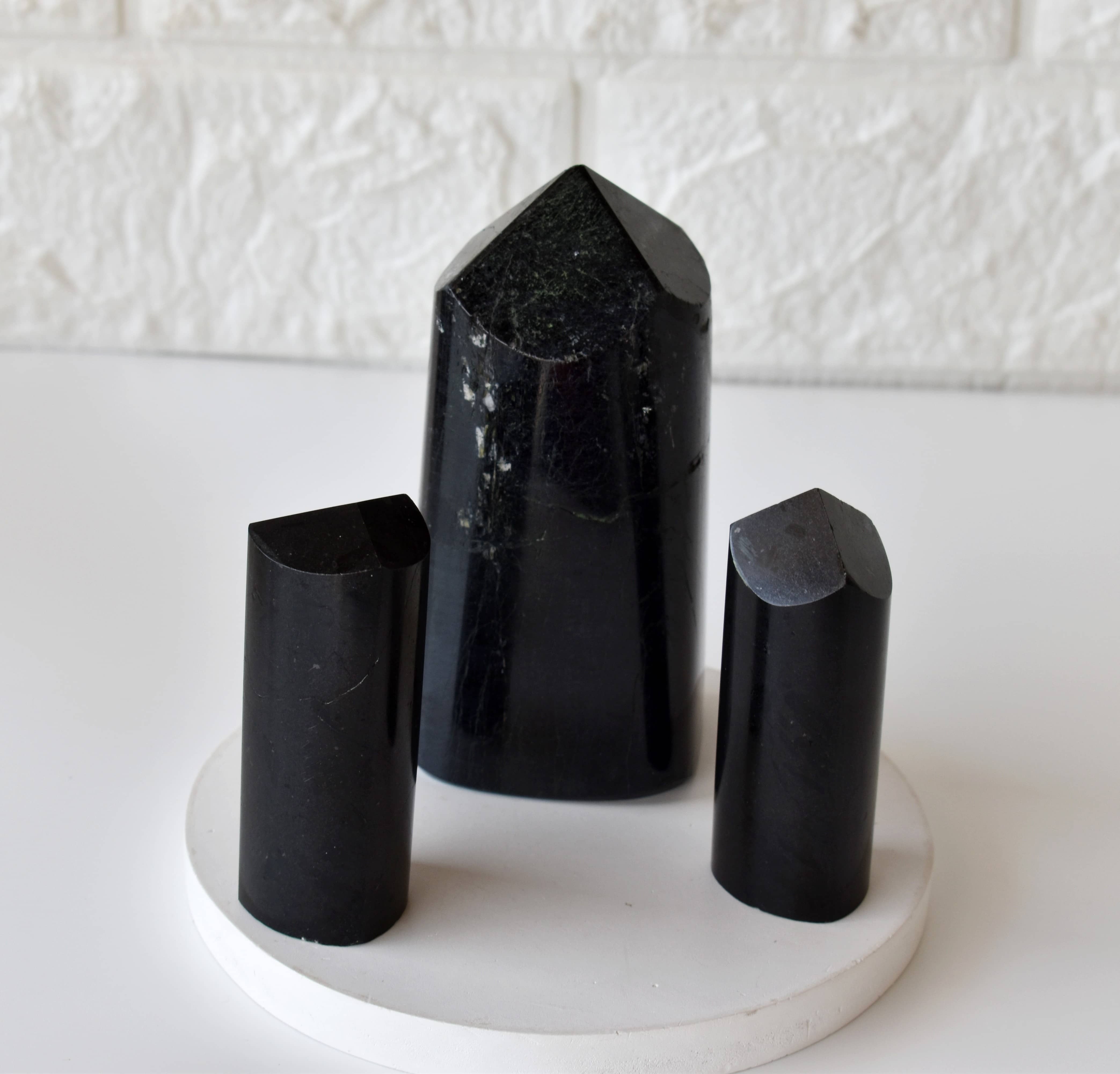 Polished Black Tourmaline Points, Pointed Black Tourmaline Crystal