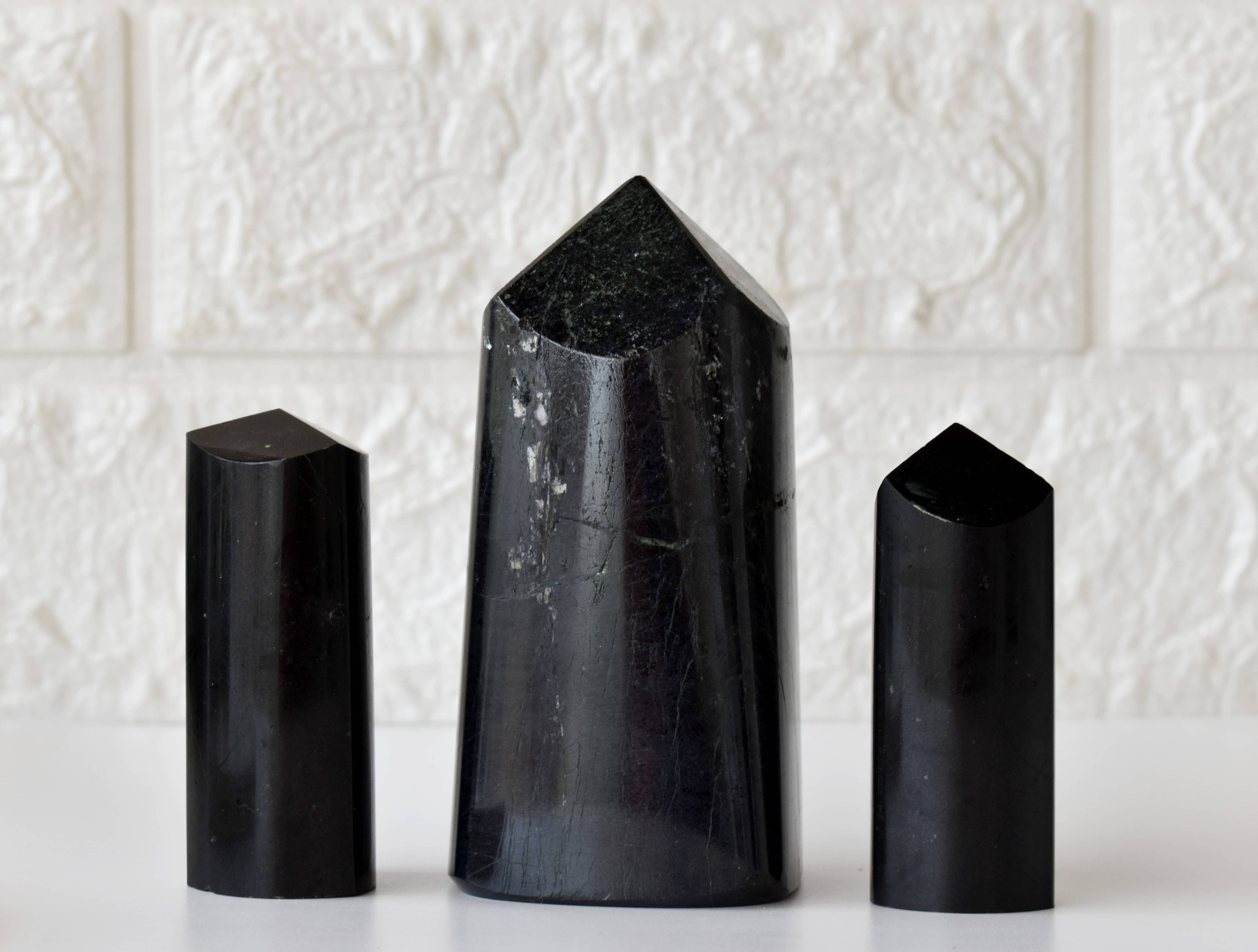 Polished Black Tourmaline Points, Pointed Black Tourmaline Crystal