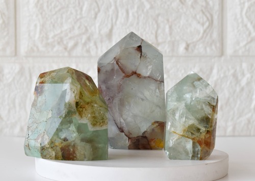 Polished Green Flurorite Points, Pointed Green Flurorite Crystal