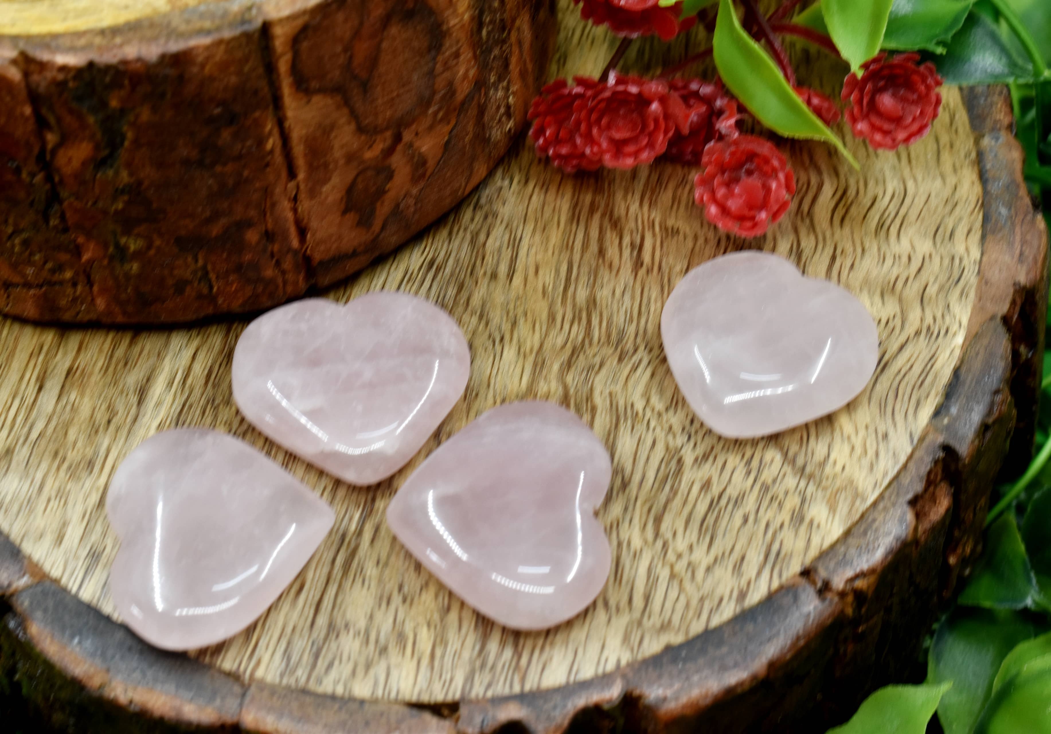 Rose Quartz Puffy Mini Hearts Crystal Hearts