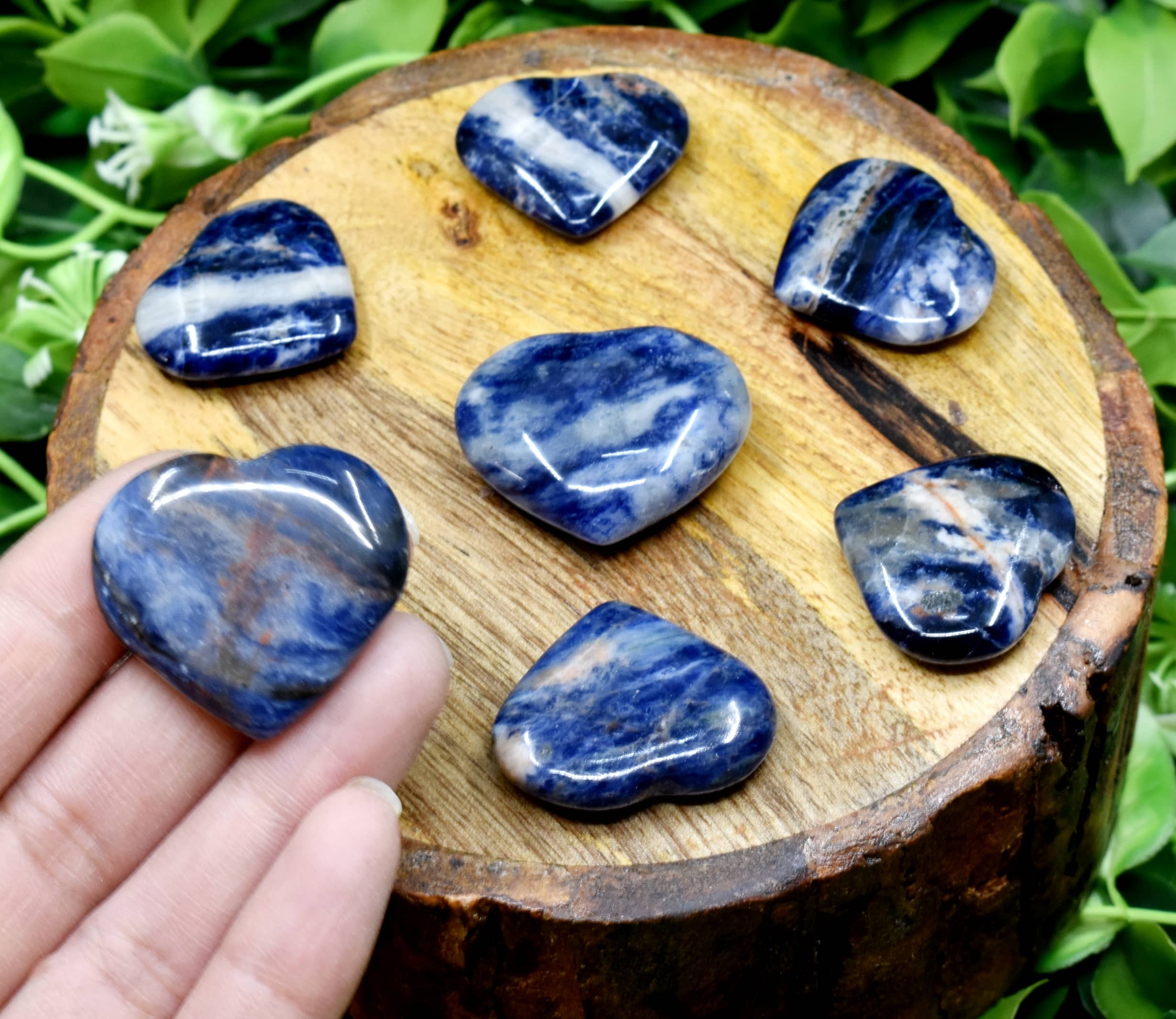 Sodalite Puffy Mini Hearts Crystal Hearts