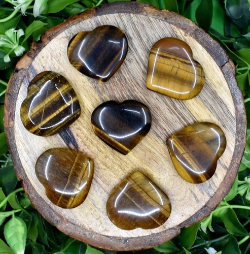 Tiger Eye Puffy Mini Hearts Heart Crystal