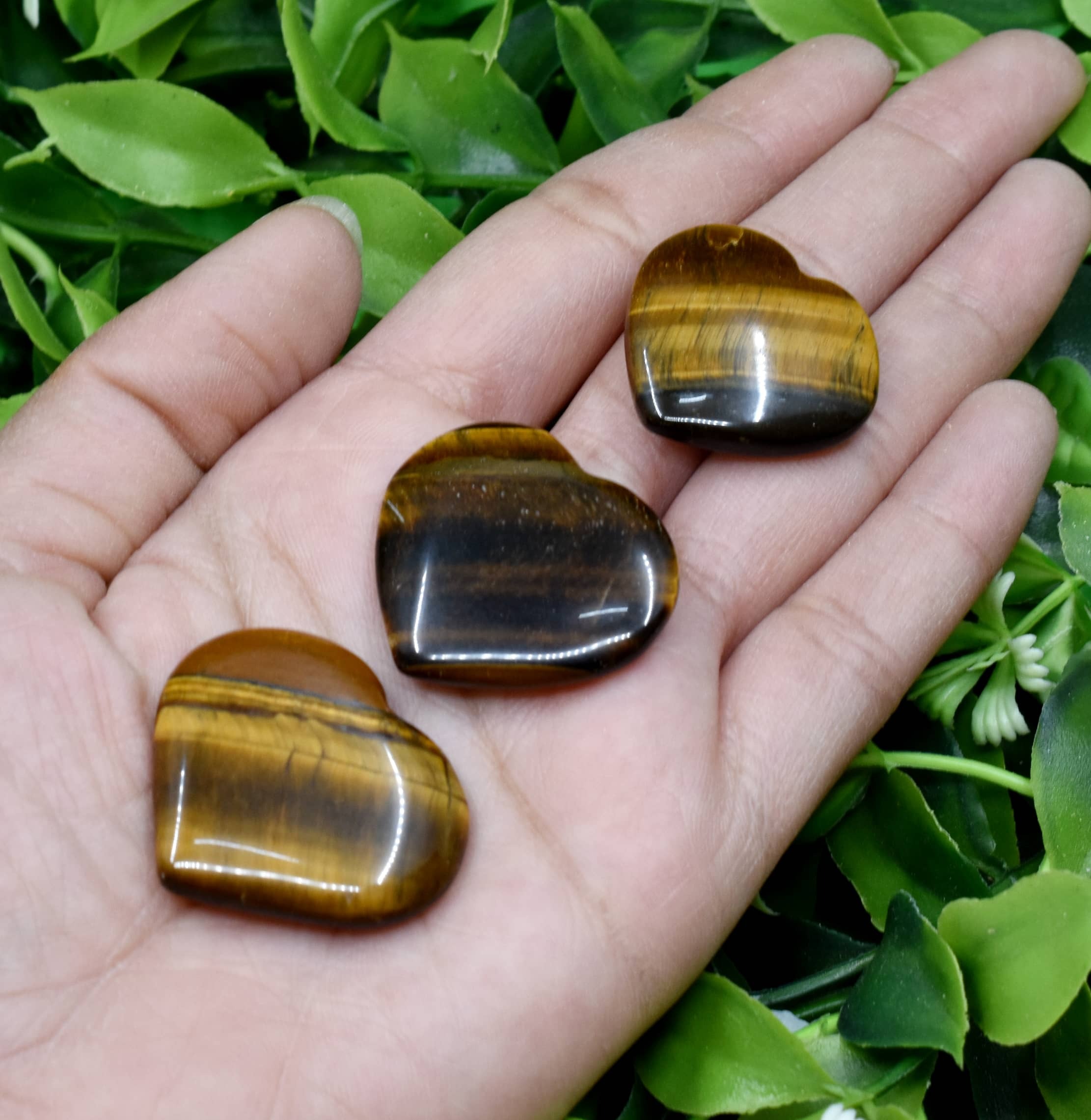 Tiger Eye Puffy Mini Hearts Heart Crystal