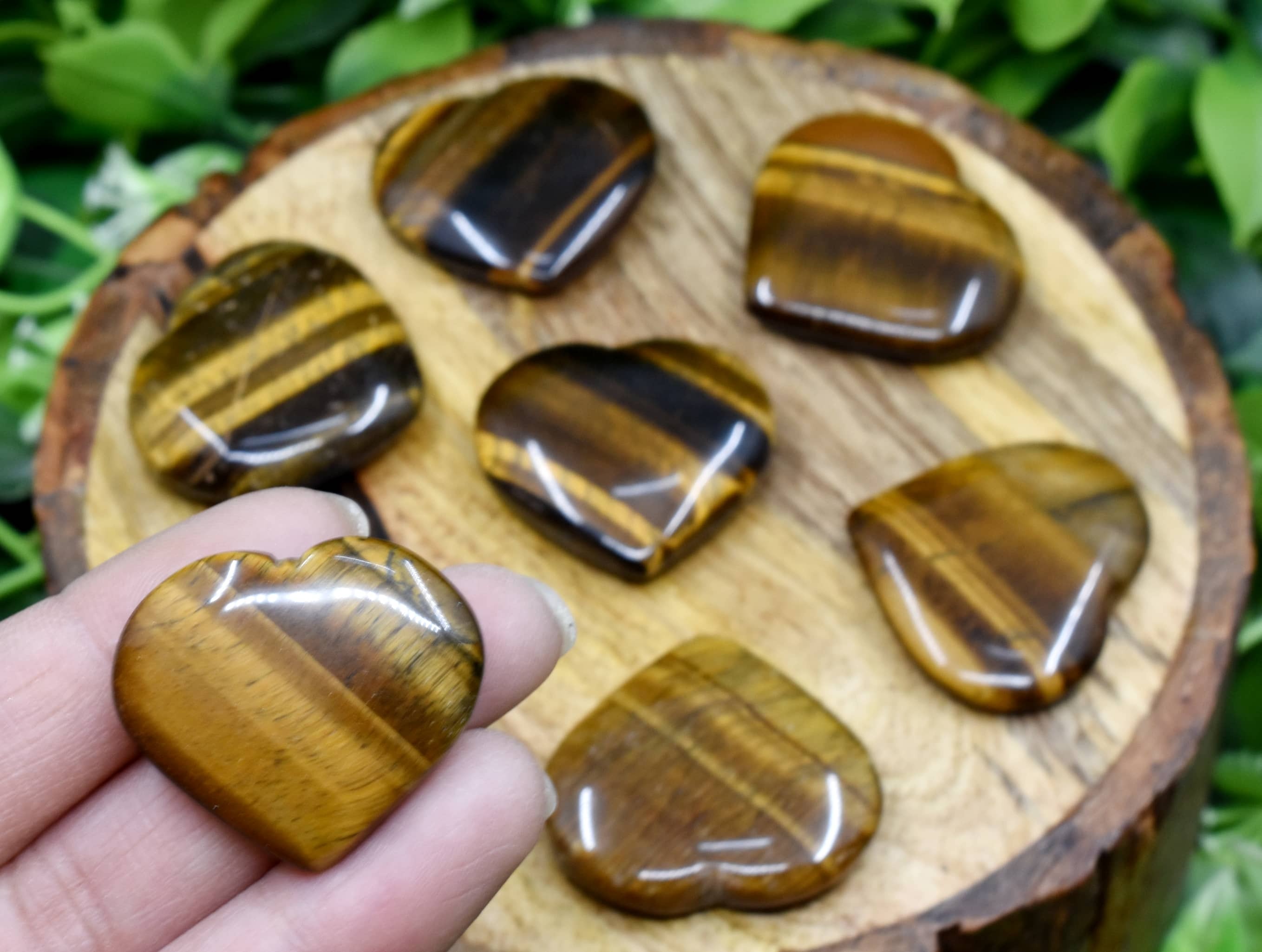 Tiger Eye Puffy Mini Hearts Heart Crystal