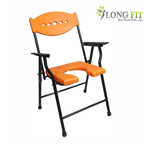 Orange And Black Arm Rest Commode Chair