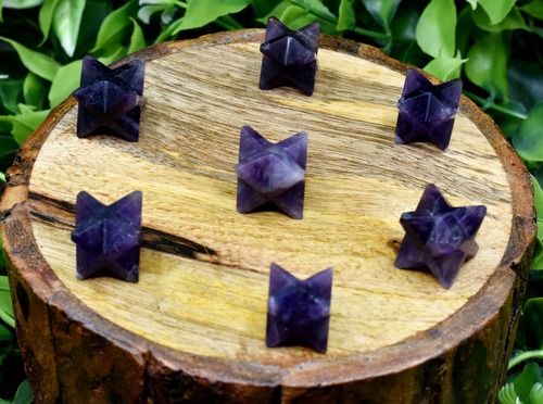 Amethyst Crystal Merkaba Stars, Crystal Grid, Energy Healing Sacred Geometry Stars