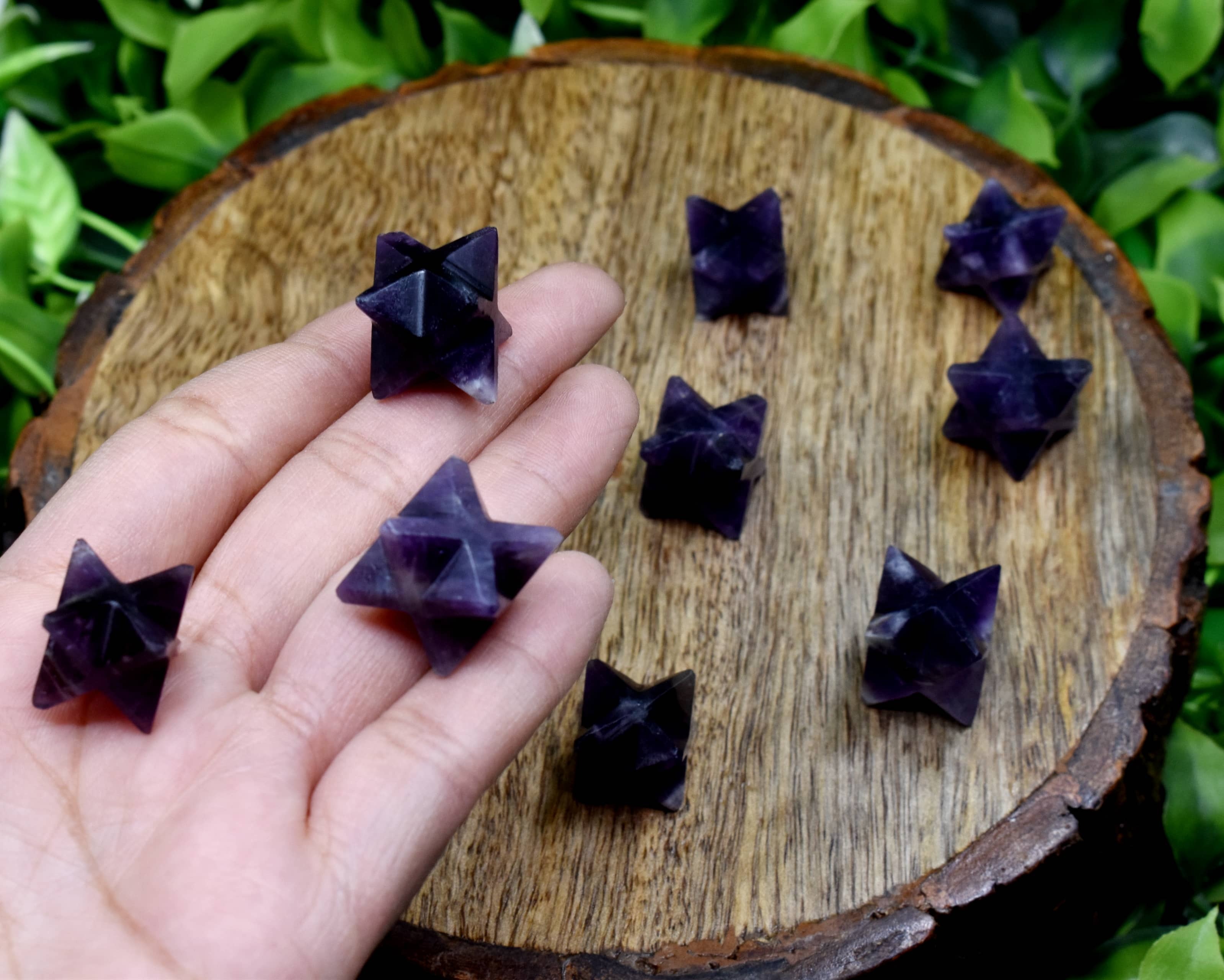 Amethyst Crystal Merkaba Stars, Crystal Grid, Energy Healing Sacred Geometry Stars