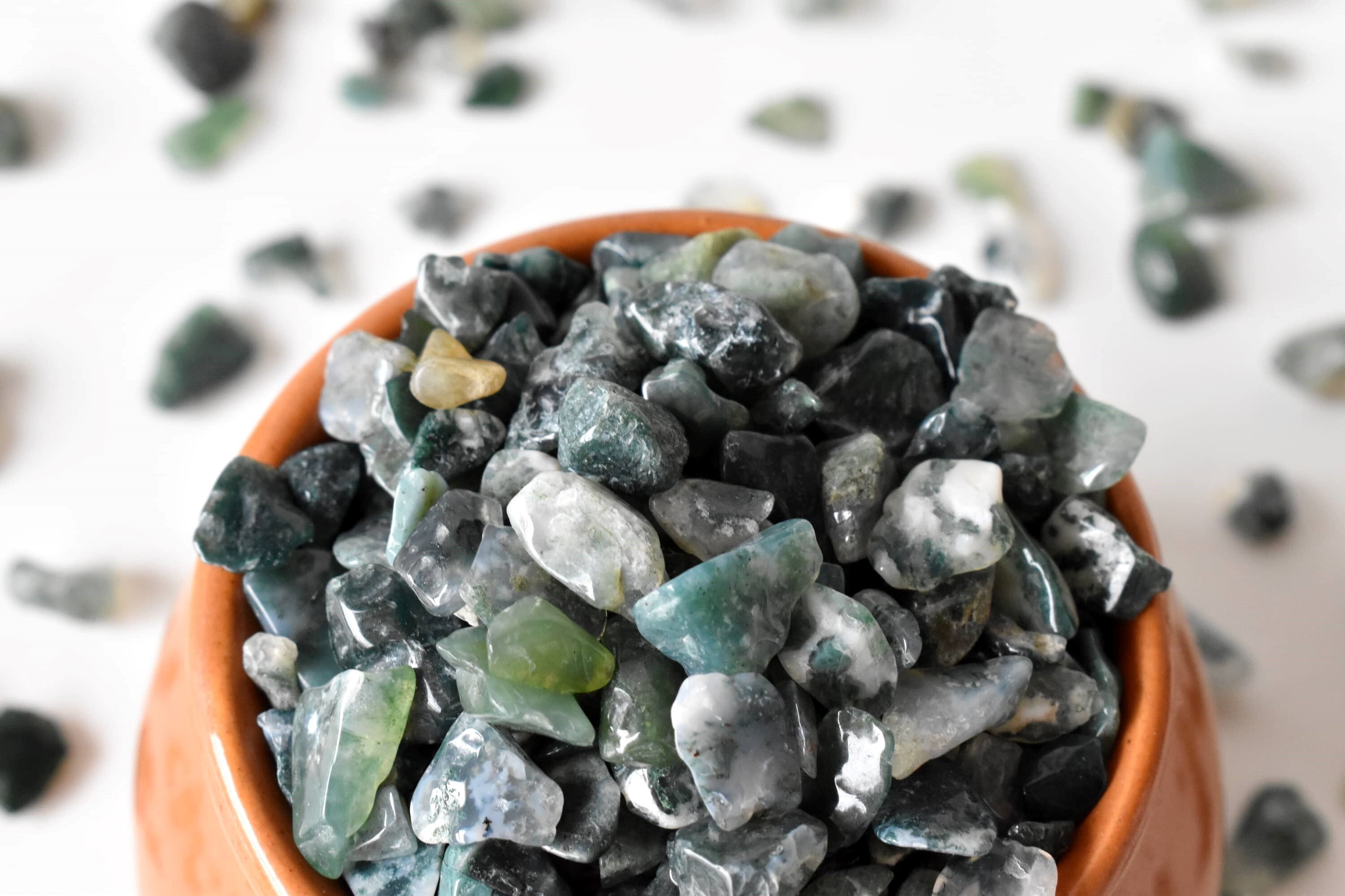 Moss Agate Gemstone Chips Loose Crystal Chips