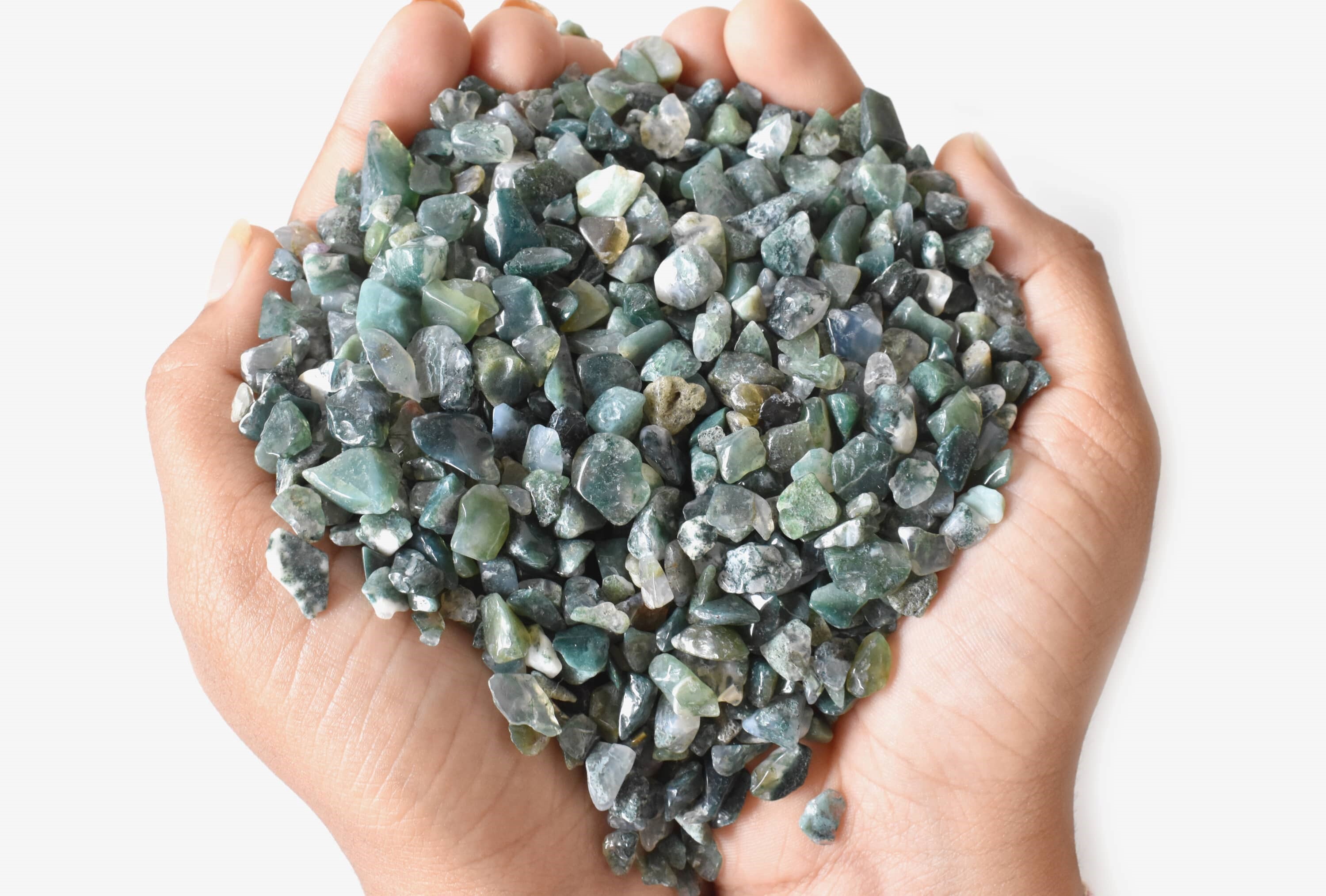 Moss Agate Gemstone Chips Loose Crystal Chips