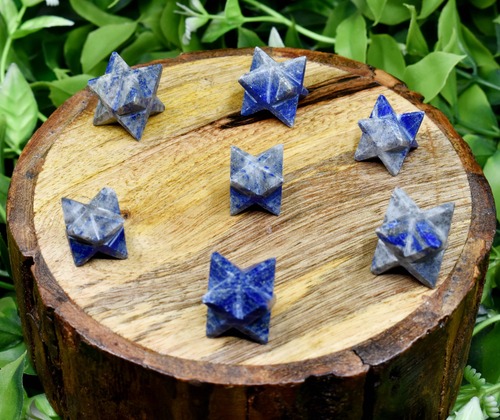 Lapis Lazuli Crystal Merkaba Stars, Crystal Grid, Energy Healing Sacred Geometry Stars