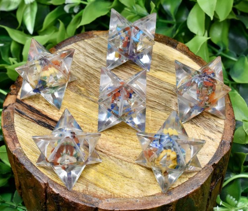 7 Chakra Crystal Merkaba Stars, Crystal Grid, Energy Healing Sacred Geometry Stars