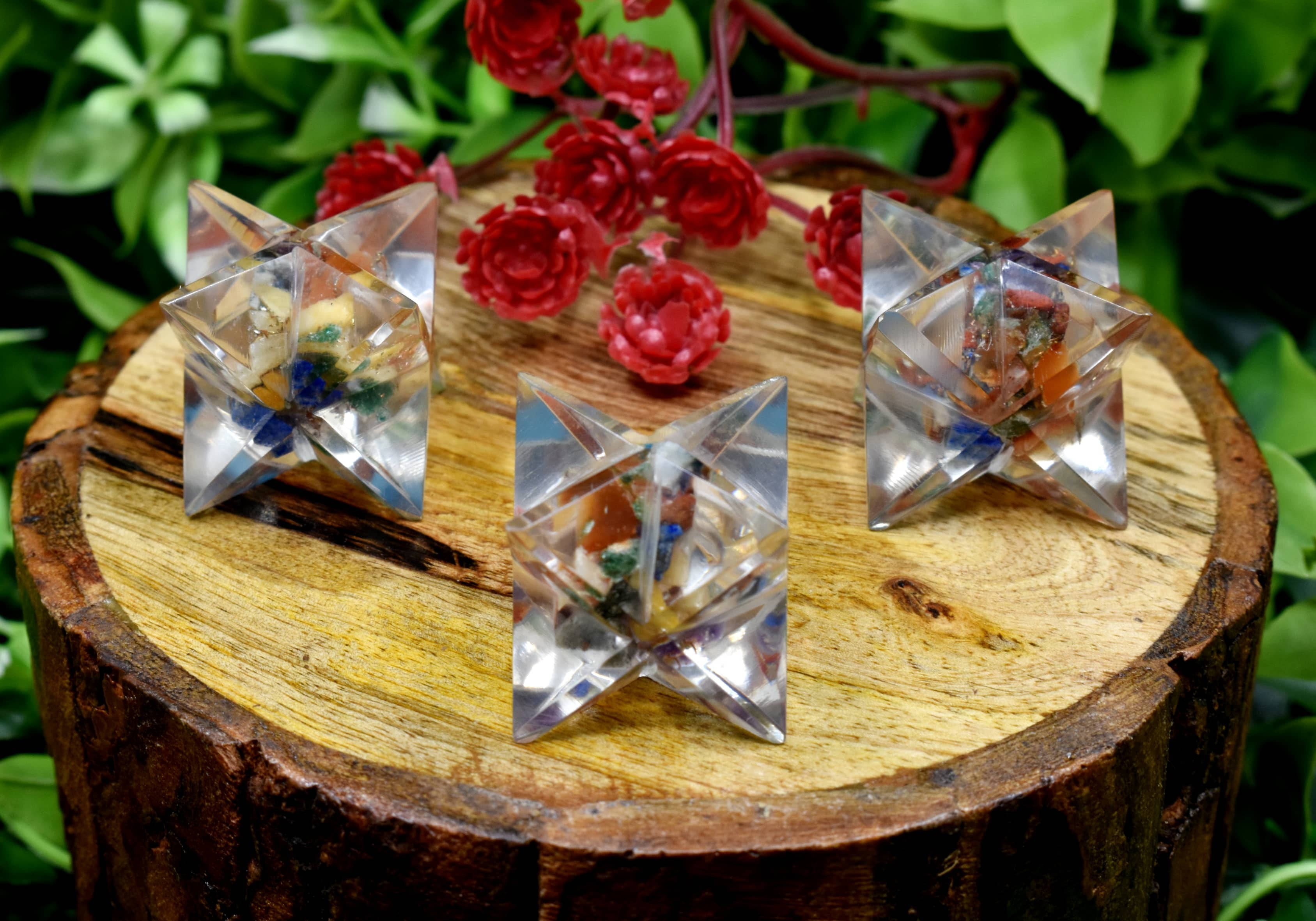 7 Chakra Crystal Merkaba Stars, Crystal Grid, Energy Healing Sacred Geometry Stars