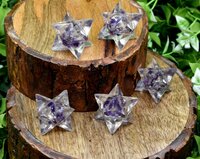 Amethyst Crystal Merkaba Stars, Crystal Grid, Orgone, Energy Healing Sacred Geometry Stars