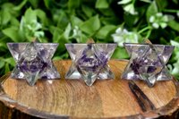 Amethyst Crystal Merkaba Stars, Crystal Grid, Orgone, Energy Healing Sacred Geometry Stars