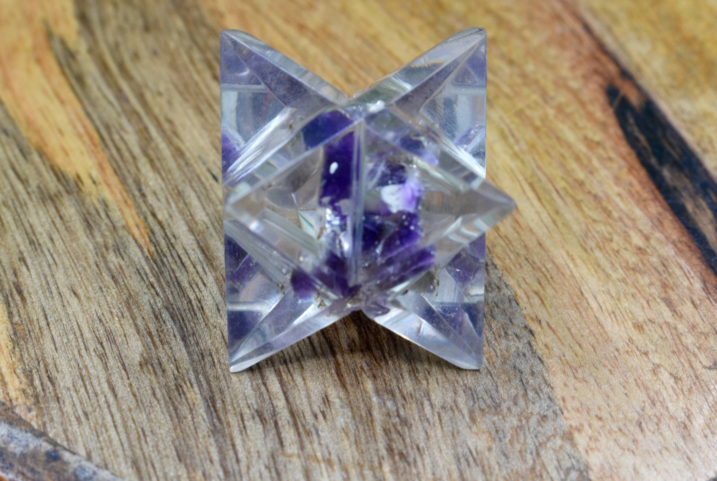 Amethyst Crystal Merkaba Stars, Crystal Grid, Orgone, Energy Healing Sacred Geometry Stars