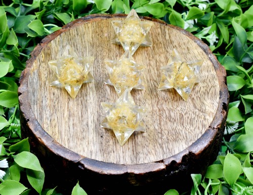 Citrine Crystal Merkaba Stars, Crystal Grid, Energy Healing Sacred Geometry Stars