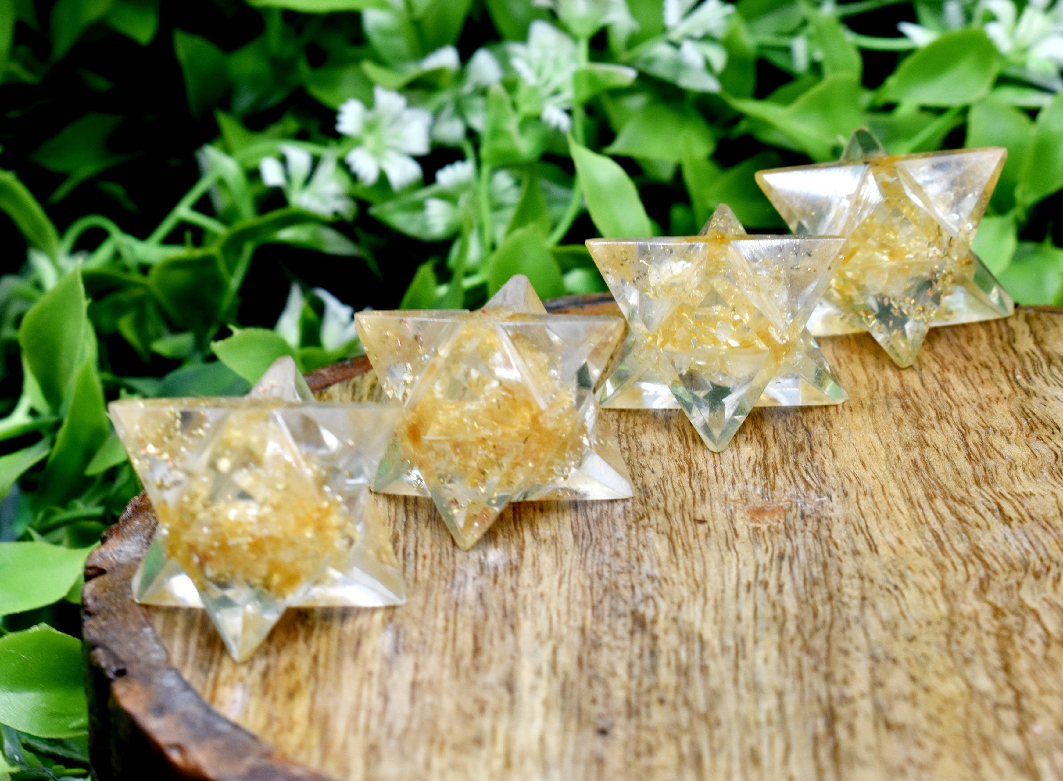 Citrine Crystal Merkaba Stars, Crystal Grid, Energy Healing Sacred Geometry Stars