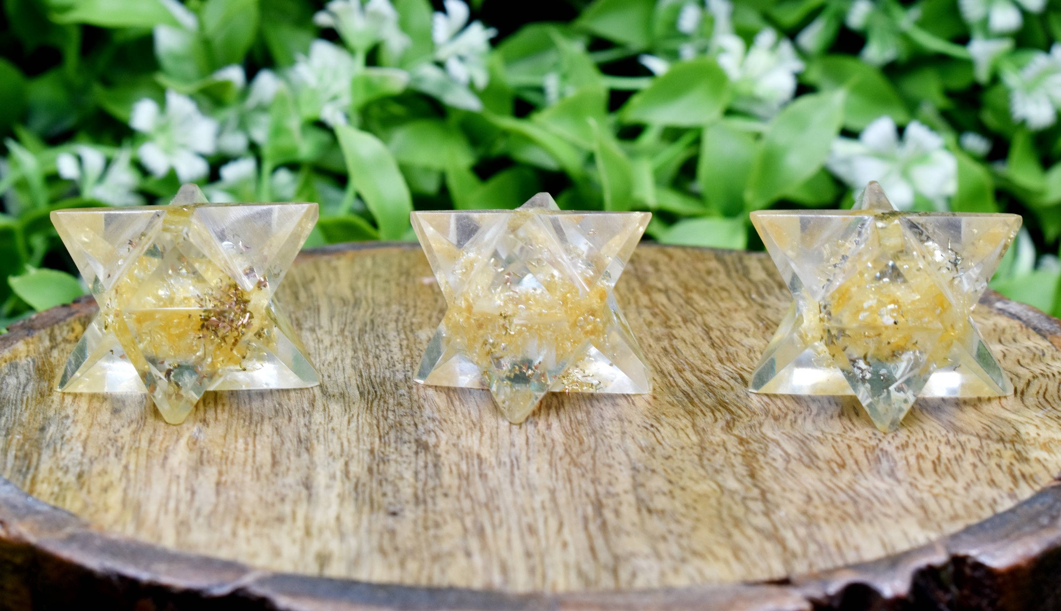 Citrine Crystal Merkaba Stars, Crystal Grid, Energy Healing Sacred Geometry Stars