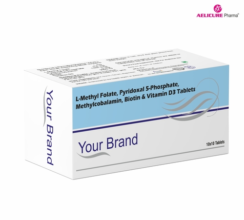 L Methyl Folate Pridoxal 5 Phosphate Methylcobalamin Biotin And Vitamin D 3 Tablets - Best Before: 18 Months