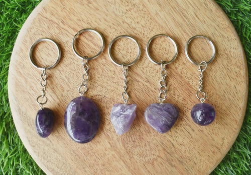 Amethyst Key Chain, Gemstone Keychain Crystal Key Ring