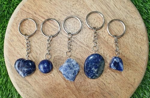 Sodalite Key Chain, Gemstone Keychain Crystal Key Ring