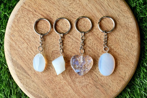 Opal Key Chain, Gemstone Keychain Crystal Key Ring