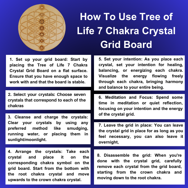 Tree of Life 7 Chakra Wooden Crystal Recharging Plates