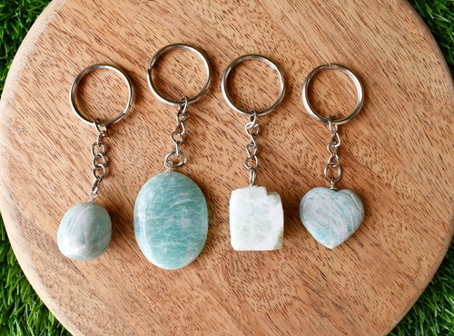 Amazonite Key Chain, Gemstone Keychain Crystal Key Ring