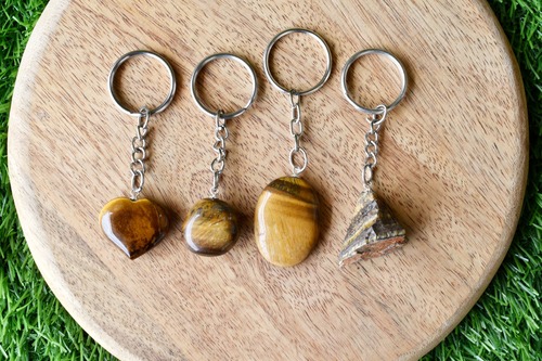 Tiger Eye Key Chain, Gemstone Keychain Crystal Key Ring