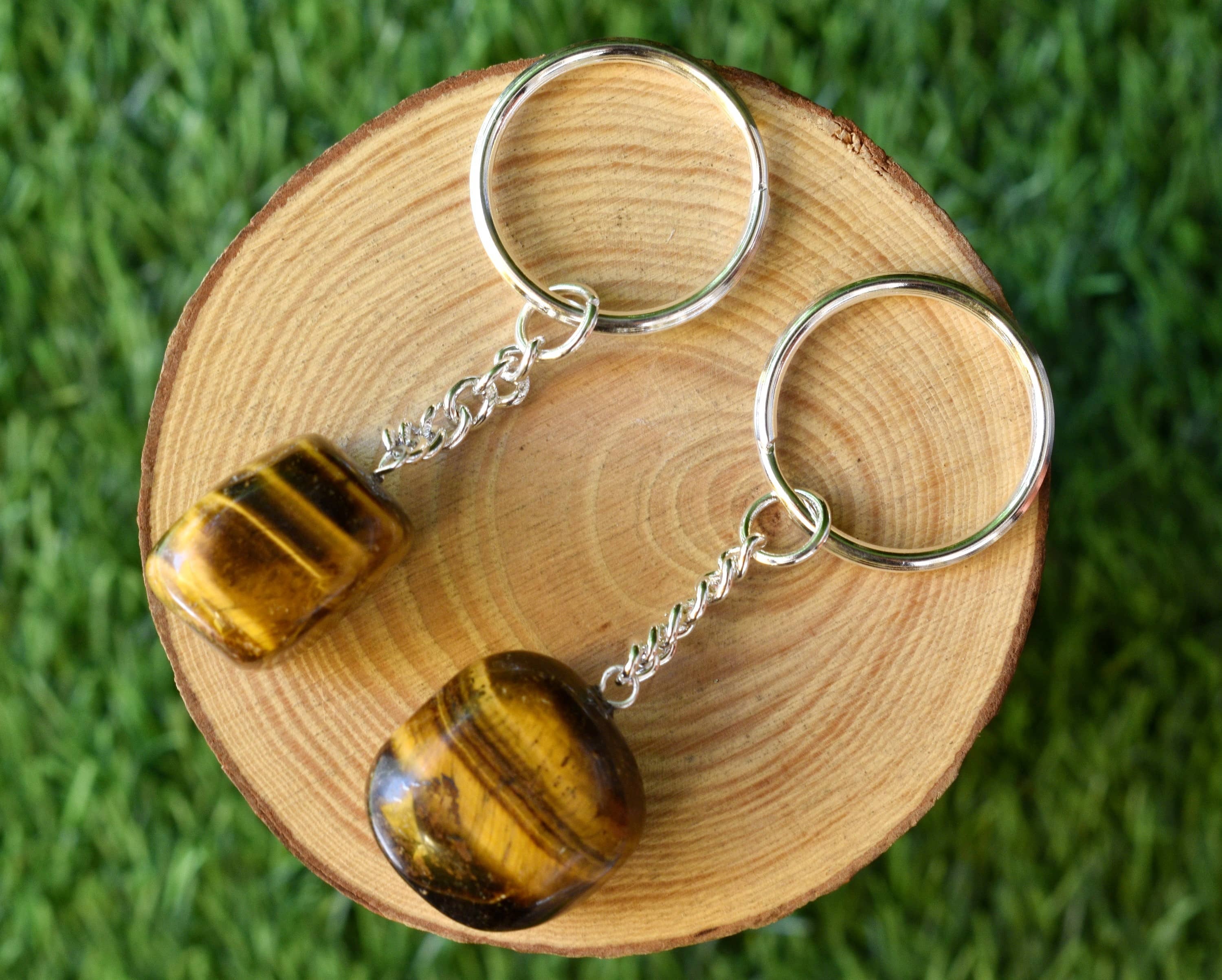 Tiger Eye Key Chain, Gemstone Keychain Crystal Key Ring