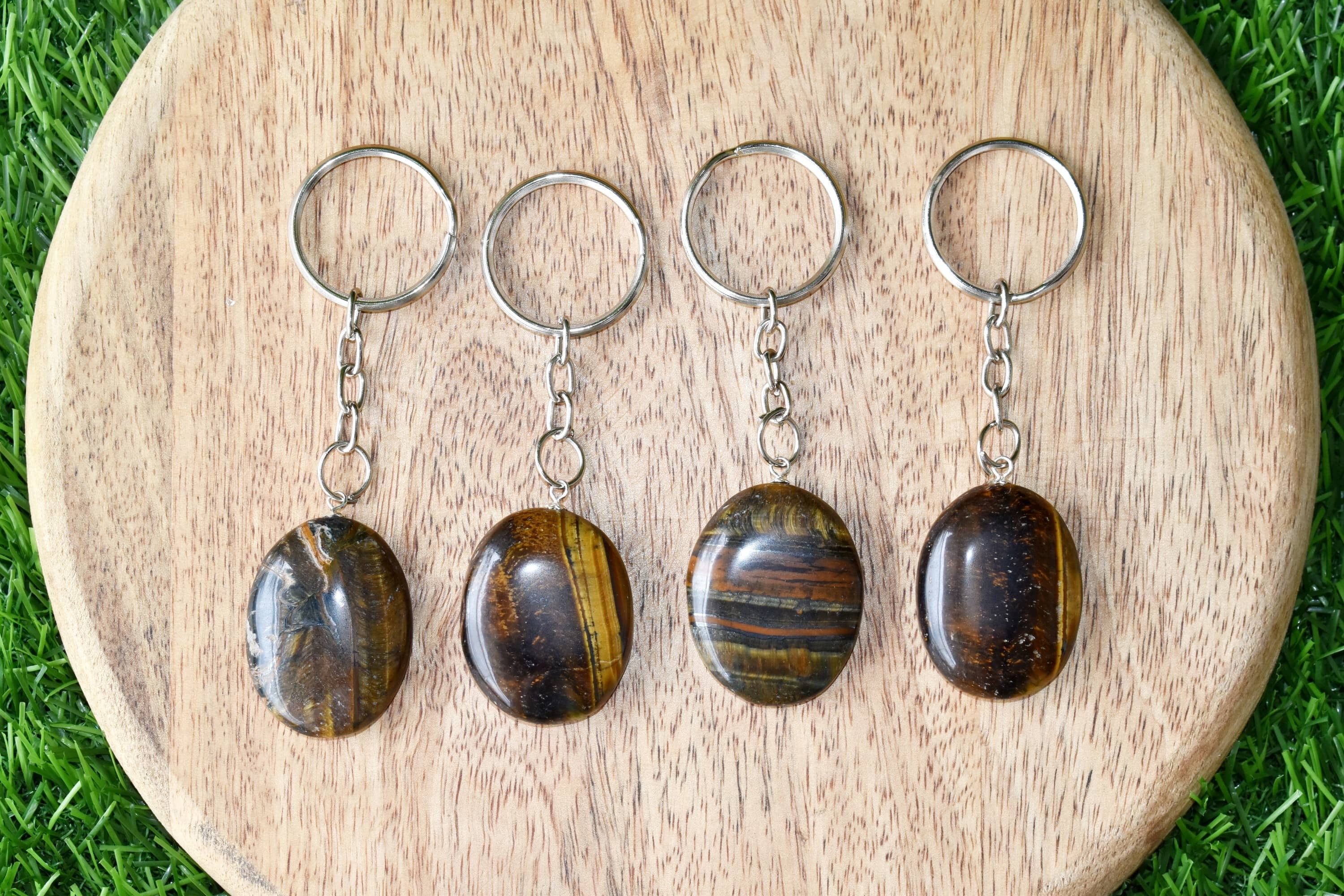 Tiger Eye Key Chain, Gemstone Keychain Crystal Key Ring