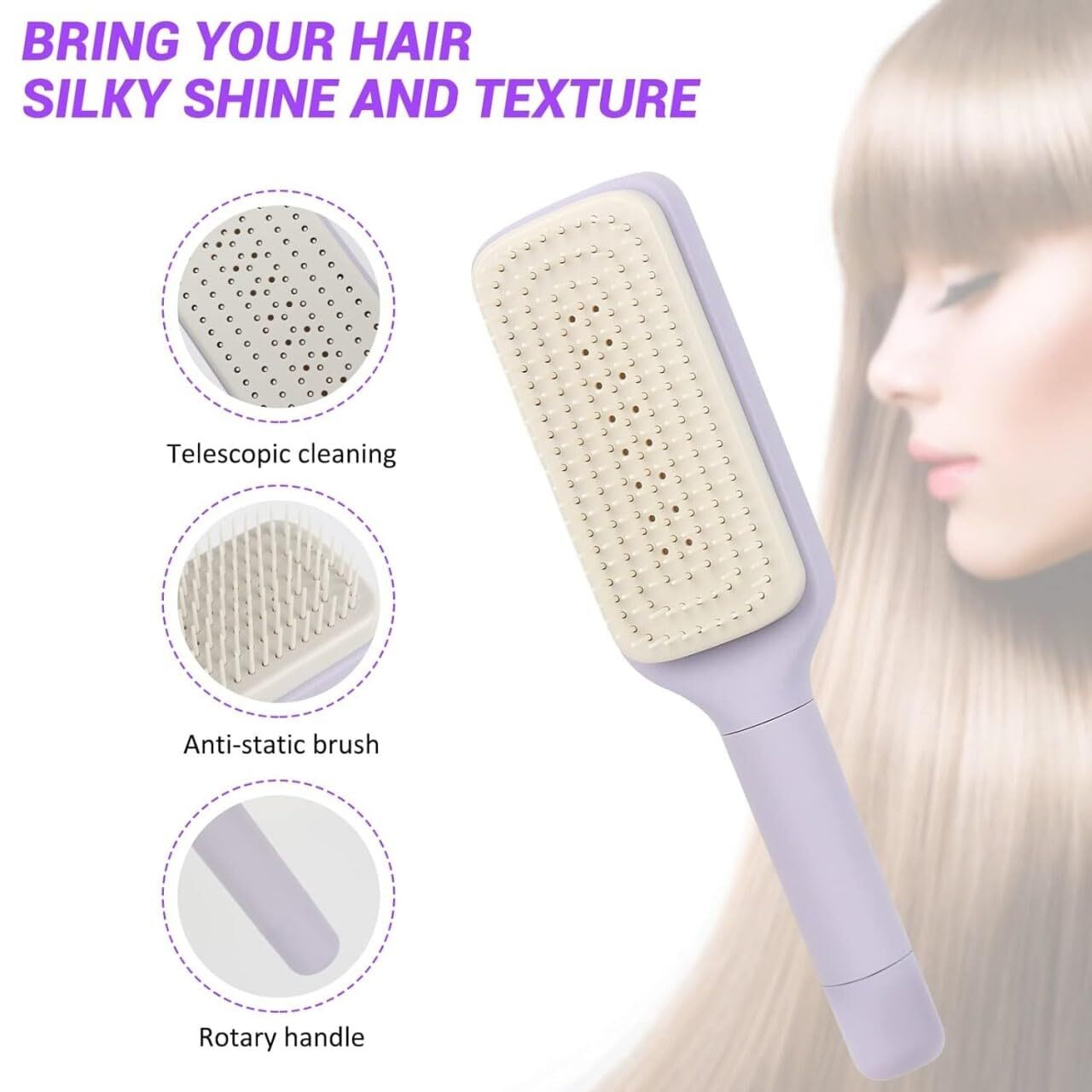 SELF CLEANING HAIR BRUSH FOR WOMEN