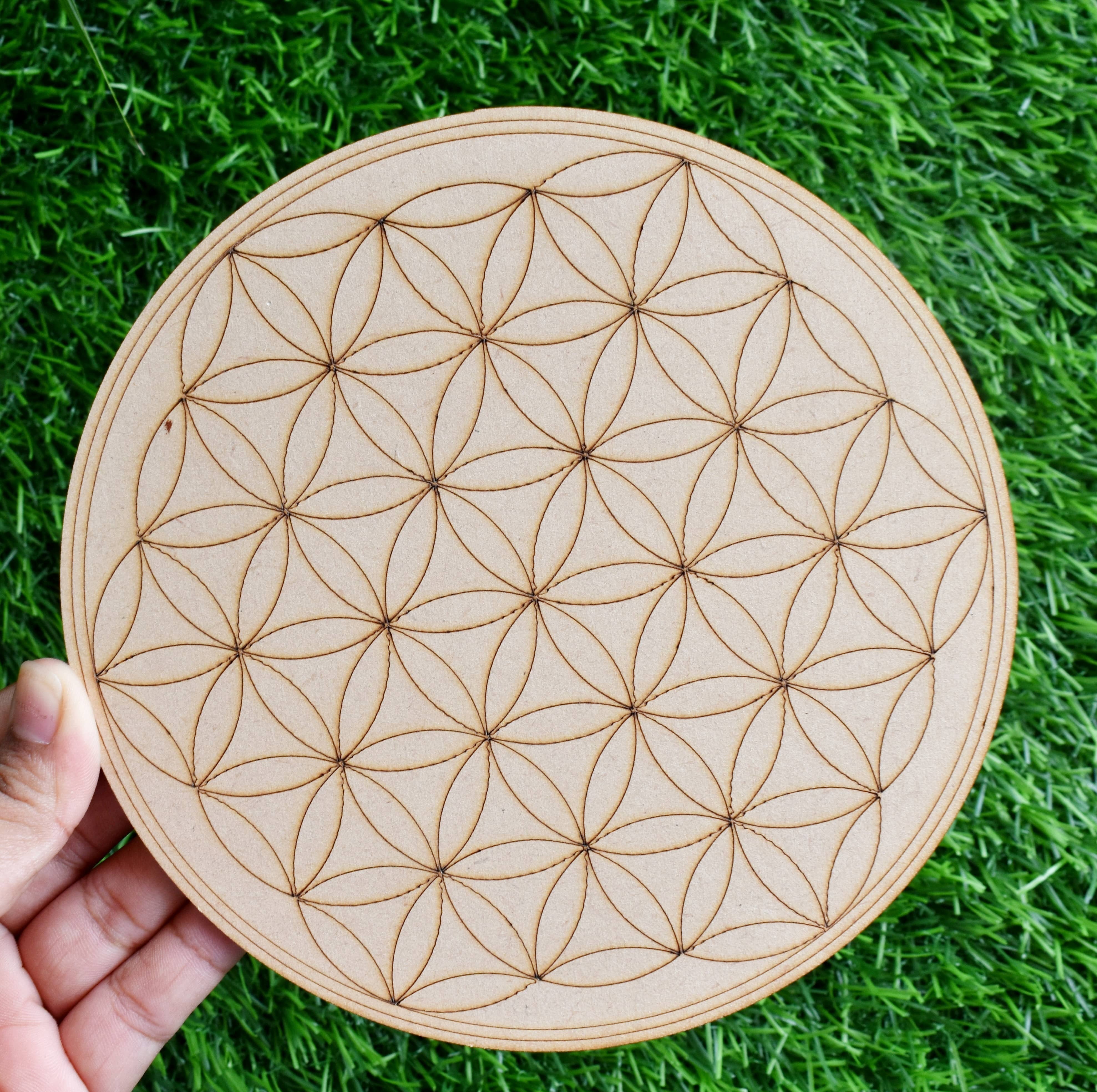 Tree of Life Crystal Grid Board, Wooden Crystal Recharging Plates