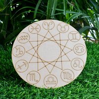 Zodiac Crystal Grid Board, Wooden Crystal Recharging Plates