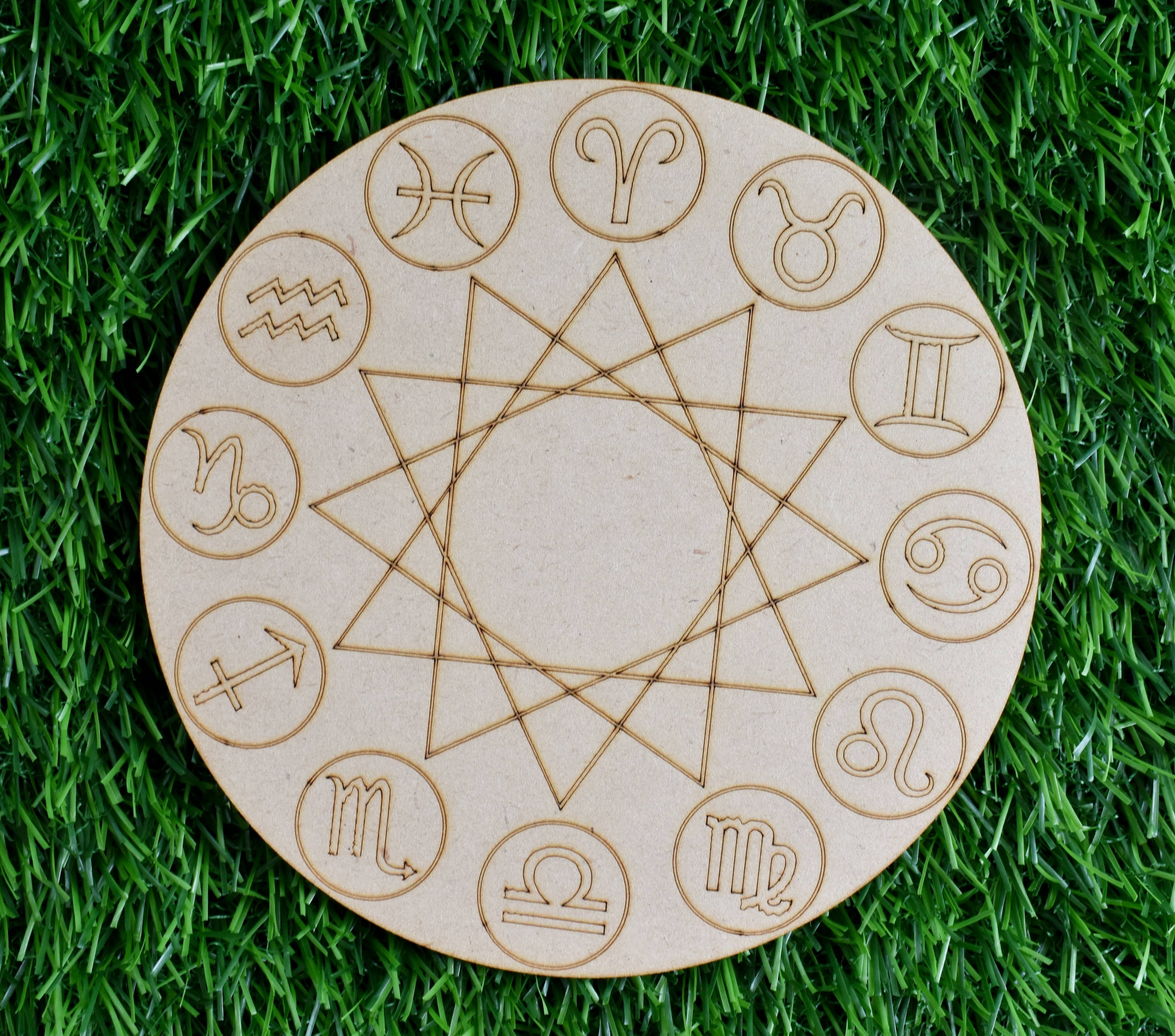 Zodiac Crystal Grid Board, Wooden Crystal Recharging Plates