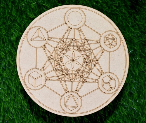 Geometric Set Crystal Grid Board, Wooden Crystal Recharging Plates