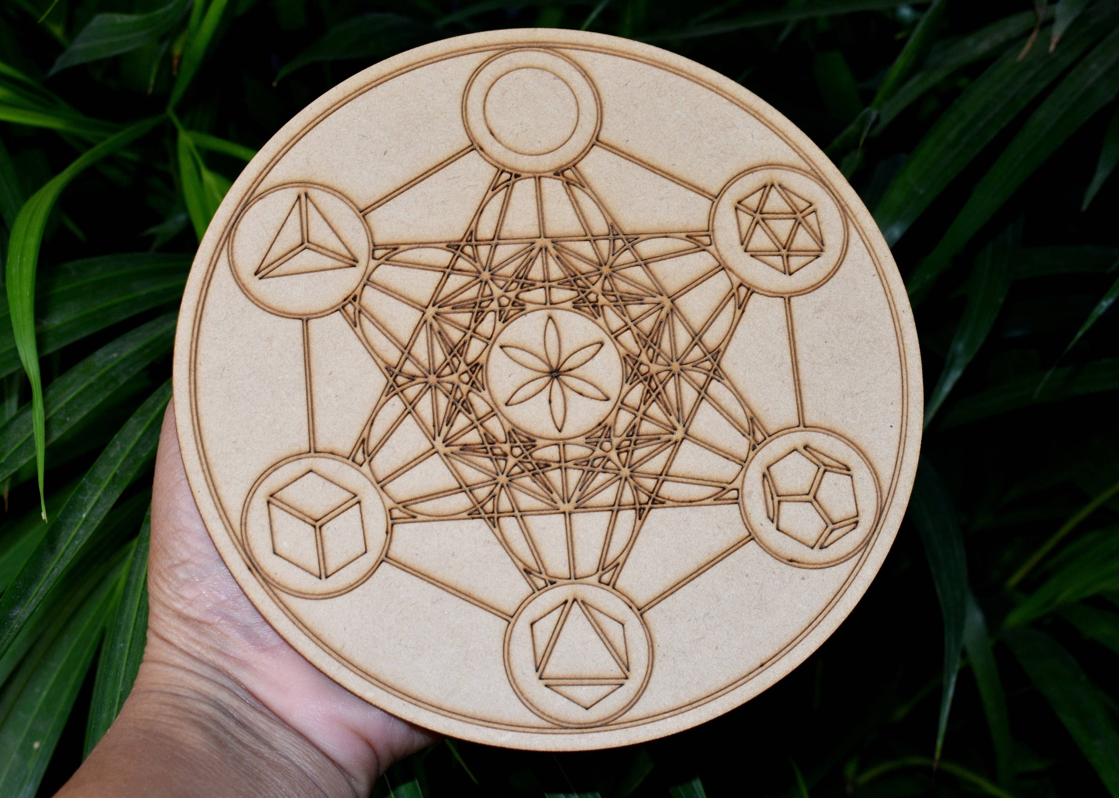 Geometric Set Crystal Grid Board, Wooden Crystal Recharging Plates