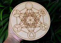 Geometric Set Crystal Grid Board, Wooden Crystal Recharging Plates