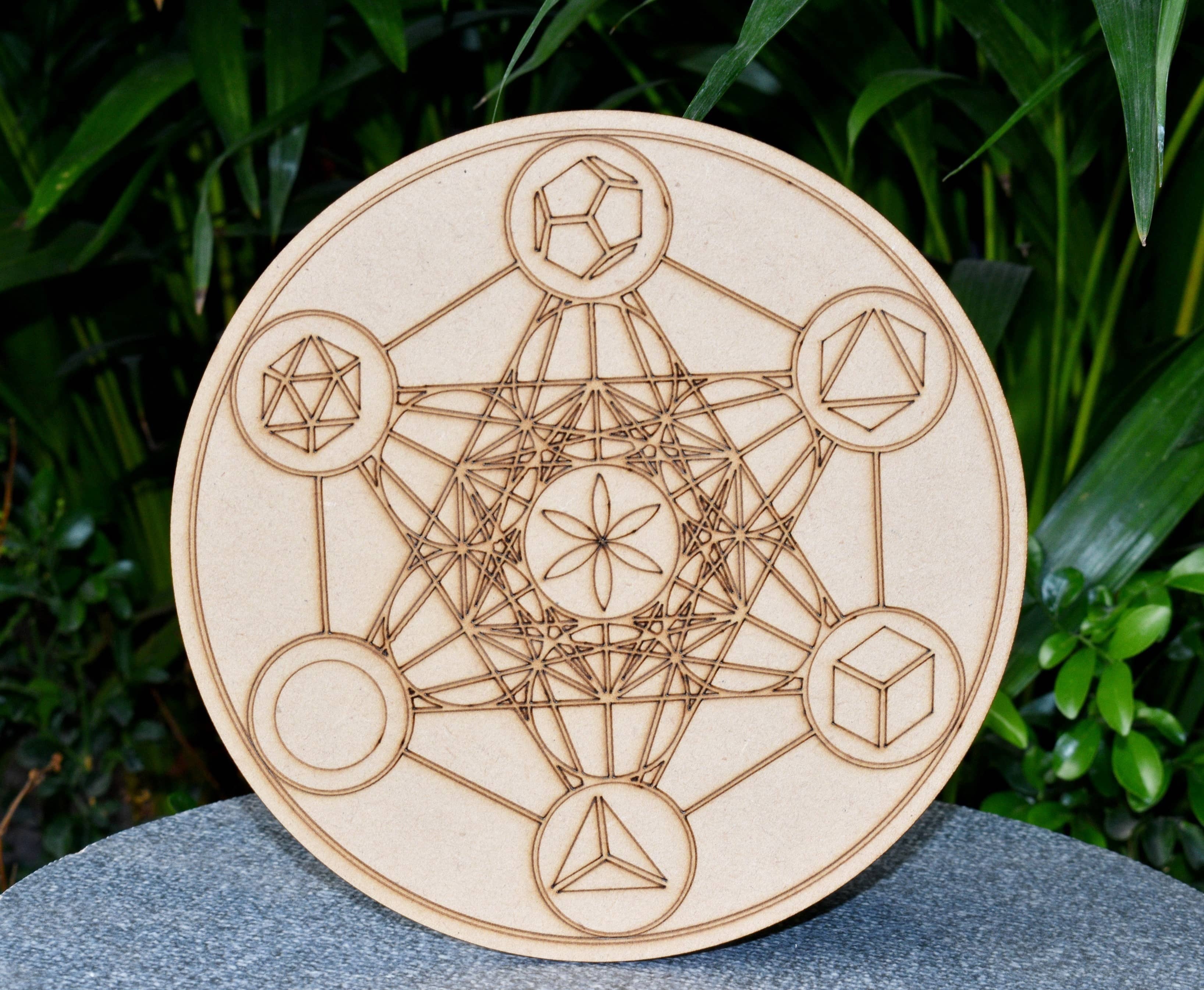 Geometric Set Crystal Grid Board, Wooden Crystal Recharging Plates