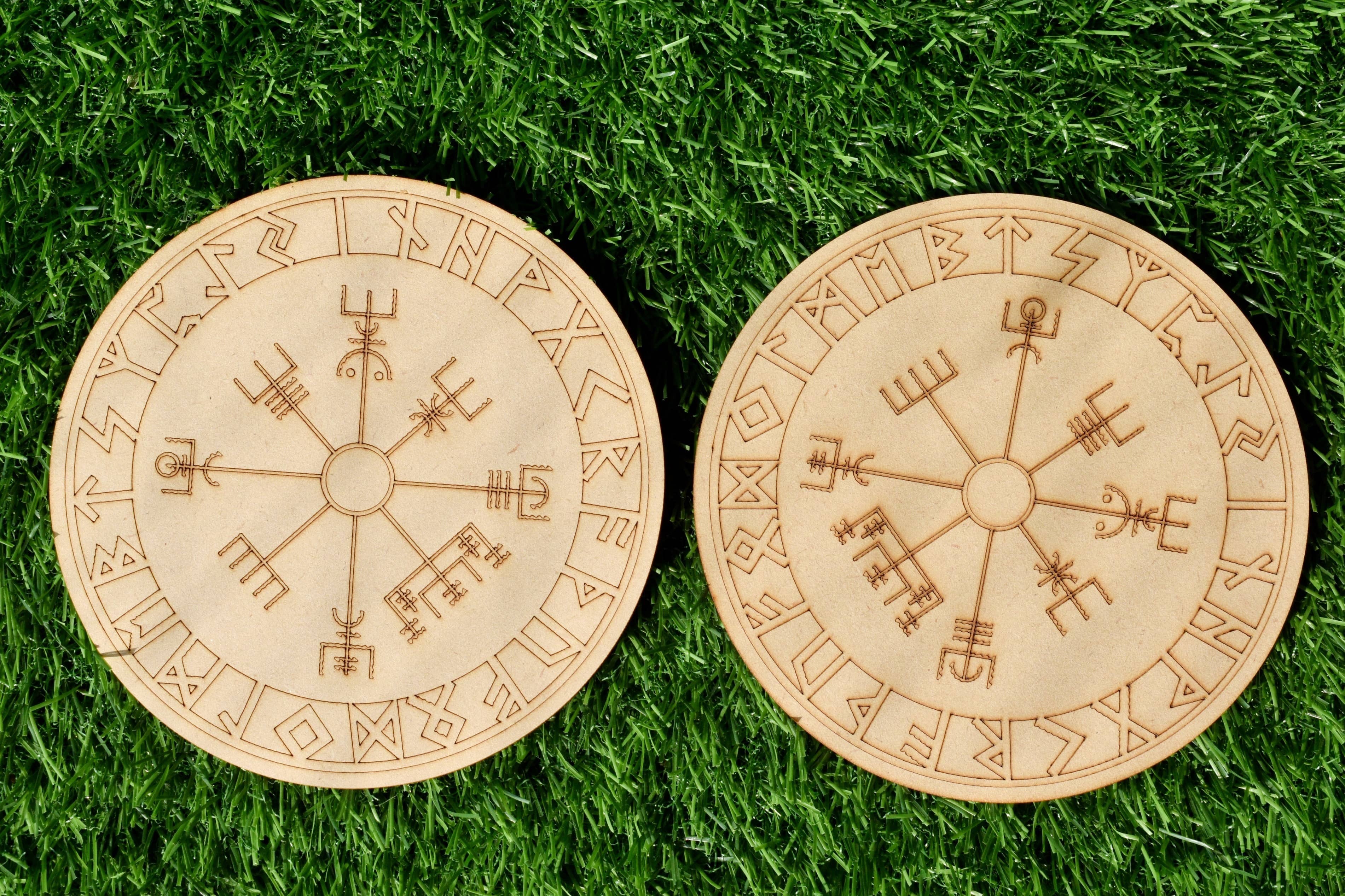 Rune Set Crystal Grid Board, Wooden Crystal Recharging Plates