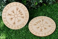 Rune Set Crystal Grid Board, Wooden Crystal Recharging Plates