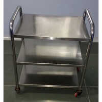 Stainless Steel Three Shelf Trolley - 36x27x42 Inch , Silver Color, Industrial Usage, 1 Year Warranty