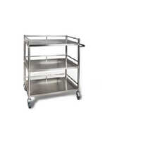 Stainless Steel Utility Trolley - Silver, Industrial Use for Hospitals | 1-Year Warranty, Durable Design for Easy Maneuverability