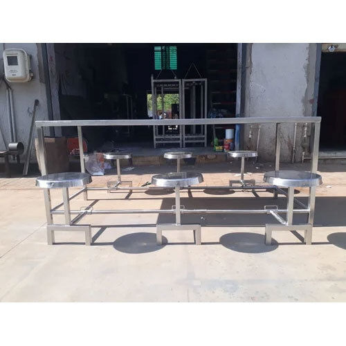 Stainless Steel Six Seater Canteen Dining Table