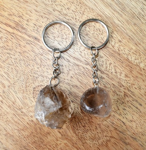 Smokey Quartz Key Chain, Gemstone Keychain Crystal Key Ring