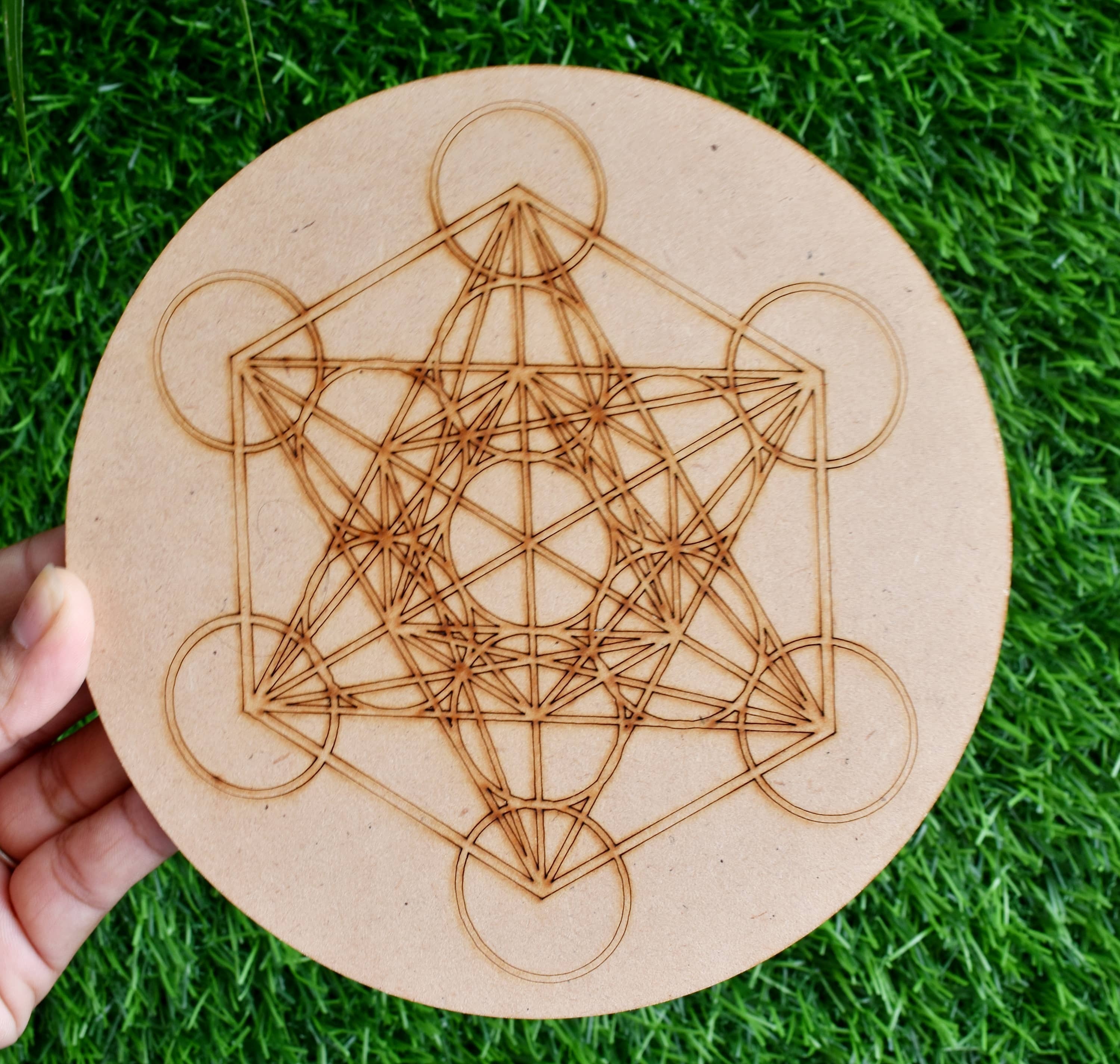 Metatron  Crystal Grid Board, Wooden Crystal Recharging Plates