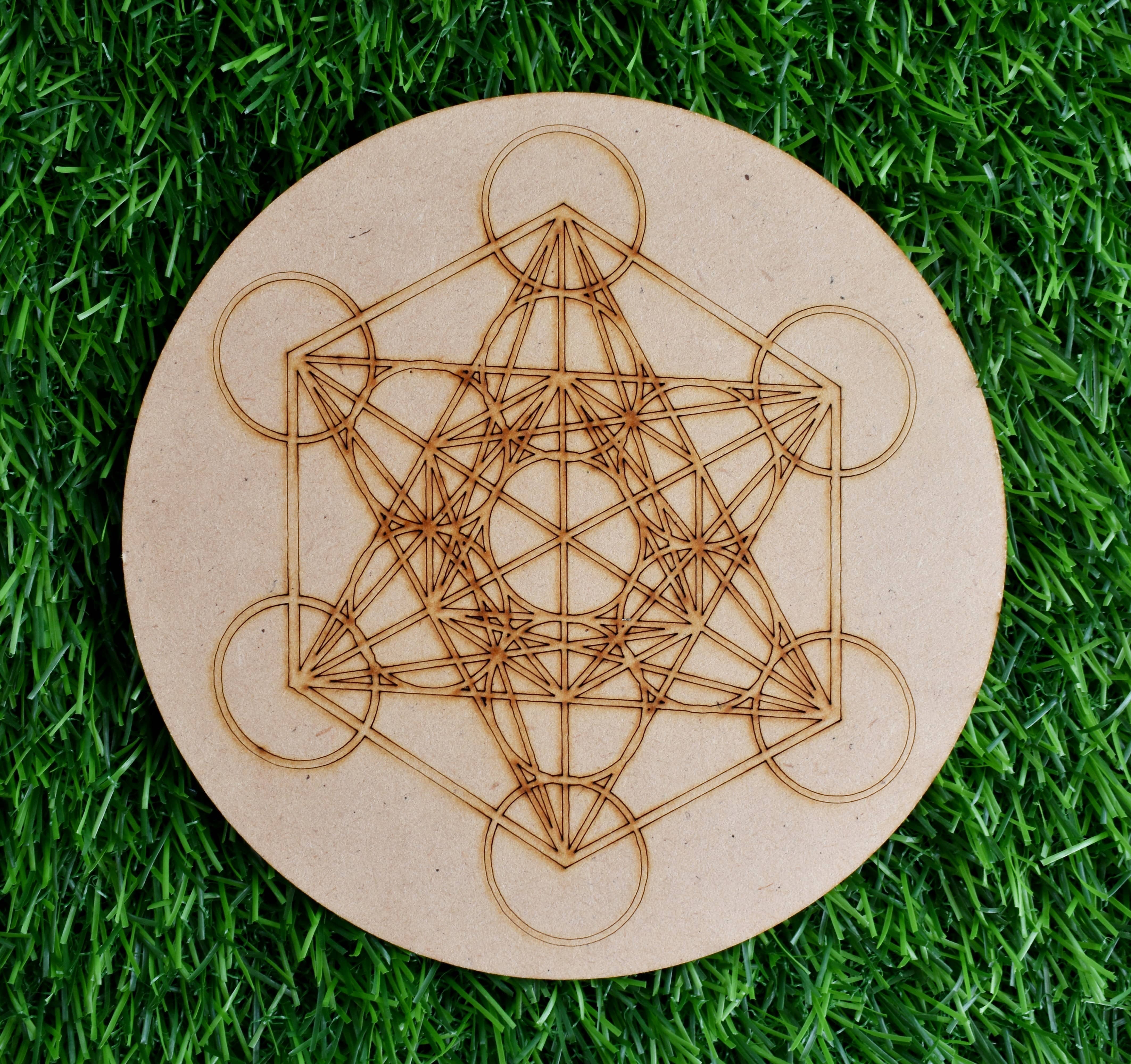 Metatron  Crystal Grid Board, Wooden Crystal Recharging Plates