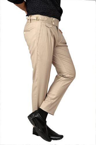 Beige Ankle-Length Finesse Adiva Signature Formal Pants