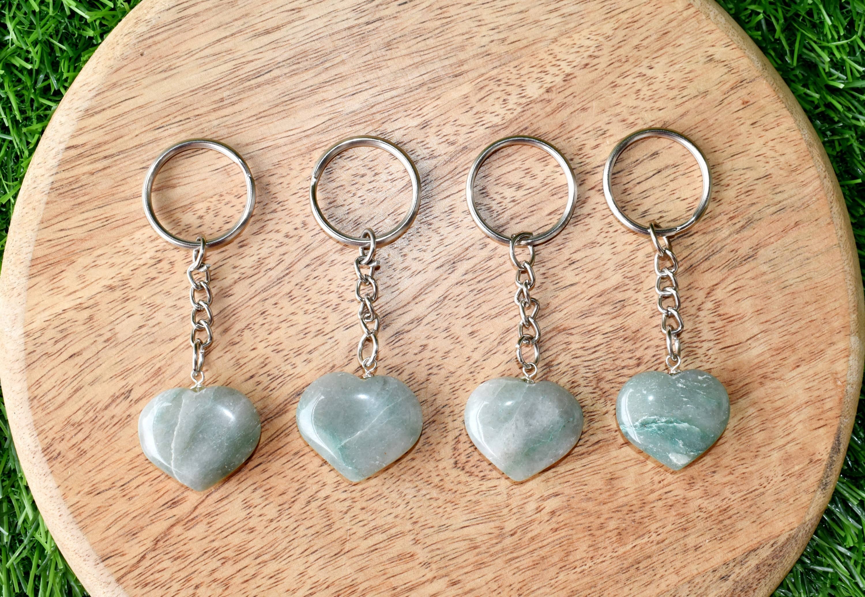 Green Aventurine Key Chain, Gemstone Keychain Crystal Key Ring